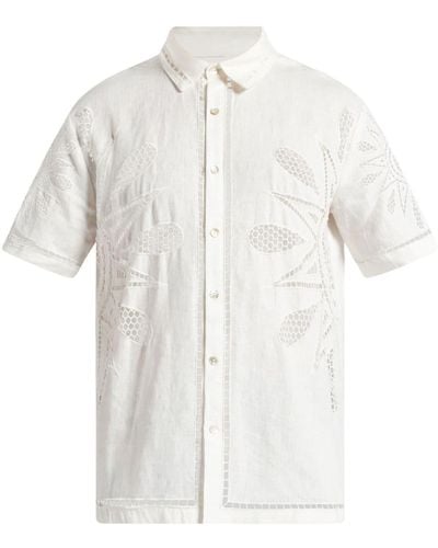 FARM Rio Lace-panelling Linen Shirt - White