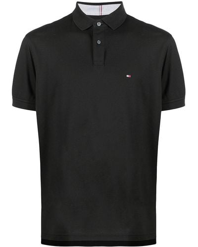 Tommy Hilfiger Logo-patch Short-sleeved Polo Shirt - Black