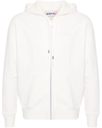 Autry Logo-embroidered Cotton Hoodie - White