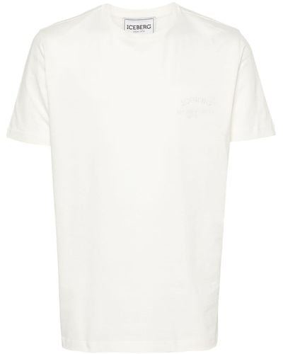 Iceberg Logo-embroidered Cotton T-shirt - White