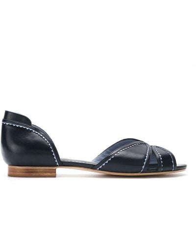 Sarah Chofakian Leather Flat Sandals - Blauw