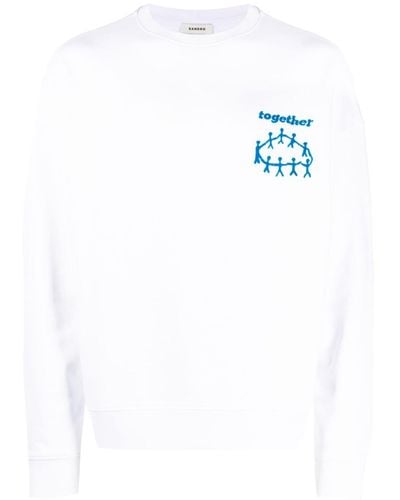 Sandro Slogan-print Cotton Sweatshirt - White
