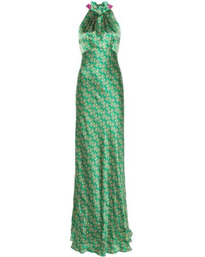 Saloni Michelle Abendkleid mit Neckholder - Grün
