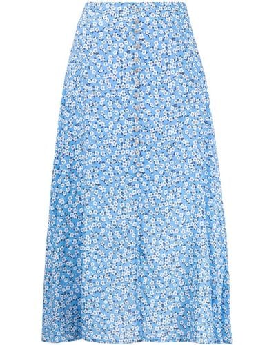 B+ AB Button-embellished Pleated Skirt - Blue