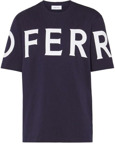 Ferragamo Katoenen T-shirt Met Logoprint - Blauw