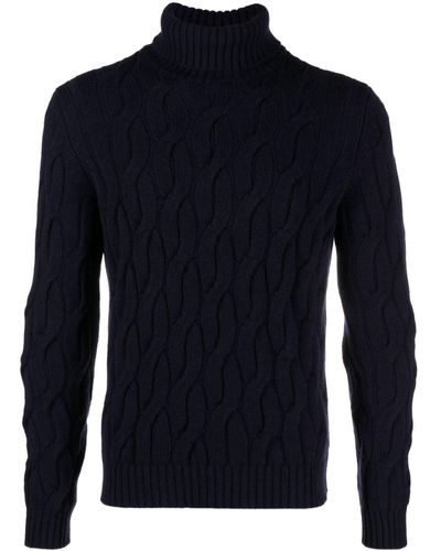 Zanone Cable-knit Roll-neck Sweater - Blue