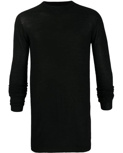 Rick Owens Long-line Ribbed Sweater - Black