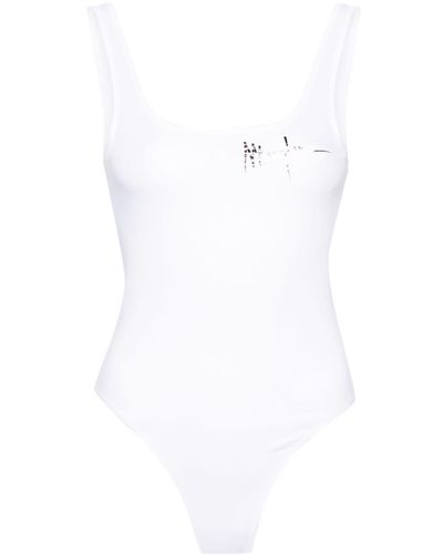 Mugler Body mit Logo-Print - Weiß