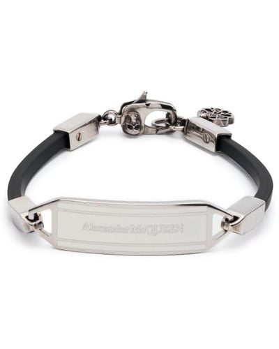 Alexander McQueen Bracelet à plaque logo - Métallisé