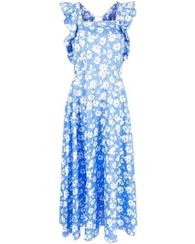 Bambah Floral-print Midi Dress - Blue