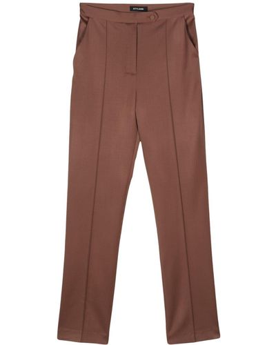 Styland Wool-blend Tailored Trousers - Brown