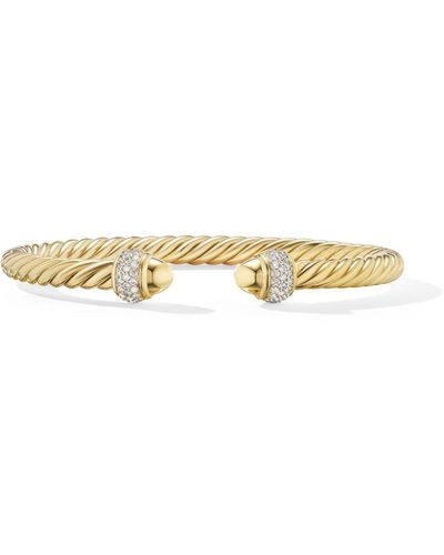 David Yurman 18kt Yellow Gold Cable Diamond Bracelet - Metallic