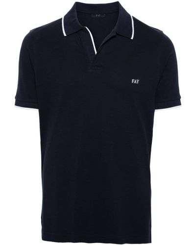 Fay Logo-embroidered Cotton Polo Shirt - Blue