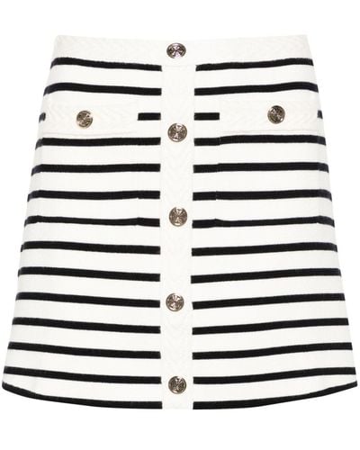 Maje Striped Knitted Miniskirt - Black