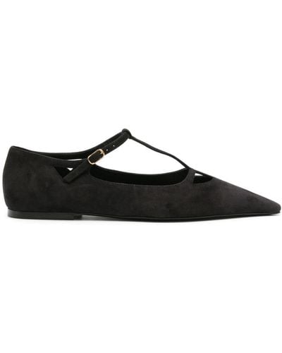 The Row Cyd Suede Ballerina Shoes - Black