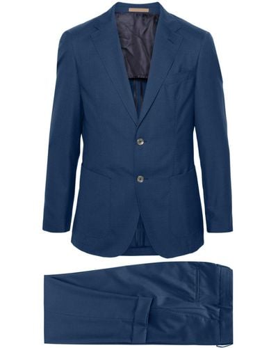 BOSS Houndstooth-pattern Wool-blend Suit - Blue