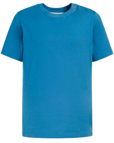 Marni T-shirt Met Bloemenprint - Blauw