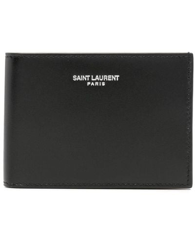 Saint Laurent Portefeuille en cuir à logo imprimé - Noir