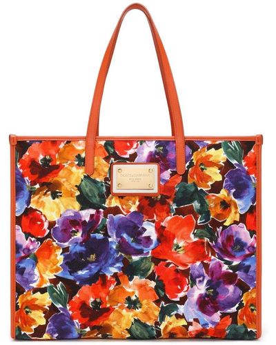 Dolce & Gabbana Schultertasche mit Blumen-Print - Rot