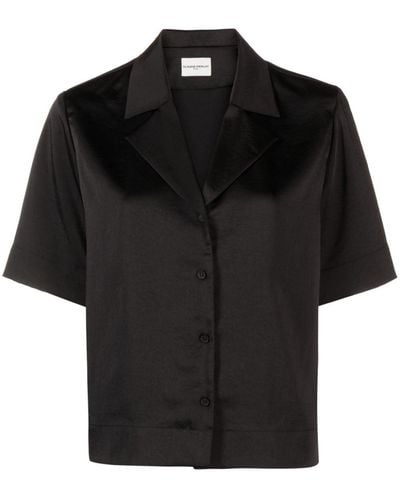 Claudie Pierlot Cuban-collar Satin Shirt - Black