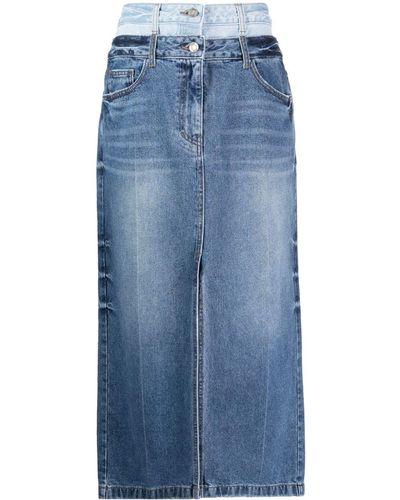 Juun.J Double-waistband Denim Maxi Skirt - Blue