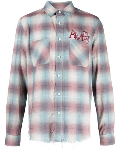 Amiri Staggered-logo Check-pattern Shirt - Multicolor