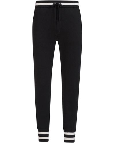 Dolce & Gabbana Pantalones de chándal con cordones y rayas - Negro