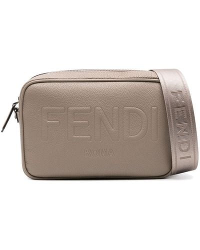 Fendi Logo-embossed Leather Camera Case - Grey