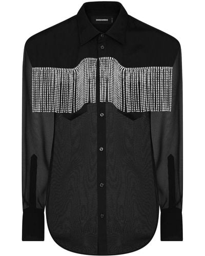 DSquared² Fringed Panelled Shirt - Black