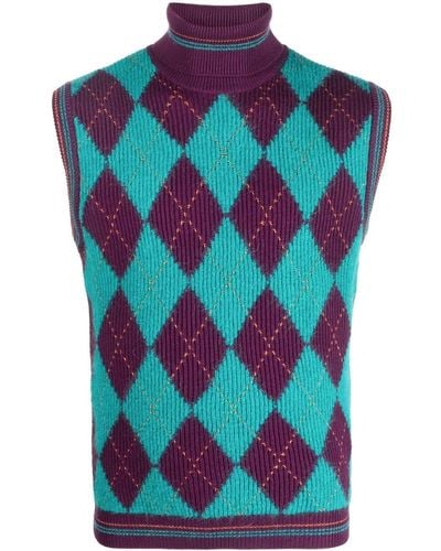 Versace Sleeveless Roll Neck Sweater - Blue