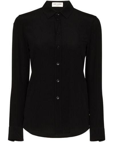 Saint Laurent Classic Collar Silk Shirt - Black