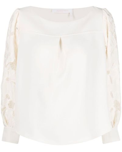 See By Chloé Floral Embroidered-sleeve Blouse - White