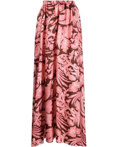 Biyan Floral-print Asymmetric Maxi Skirt - Red