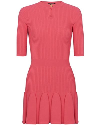 Balmain Ribbed-knit Minidress - Pink