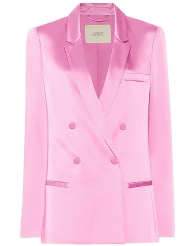 LAPOINTE Double-breasted Satin Blazer - Pink