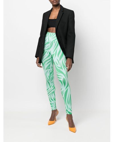 DEPENDANCE Zebra-print High-waist leggings - Green