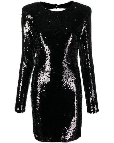 Philipp Plein Long-sleeved Sequin-embellished Dress - Black