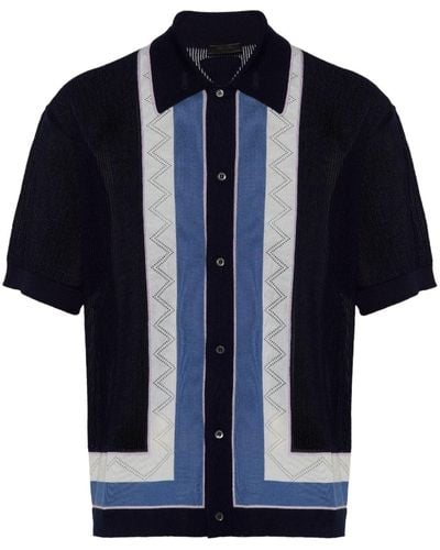 Prada Kaschmir-Poloshirt mit Streifendetail - Blau