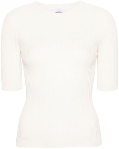 Peserico Gerippter Pullover mit kurzen Ärmeln - Weiß
