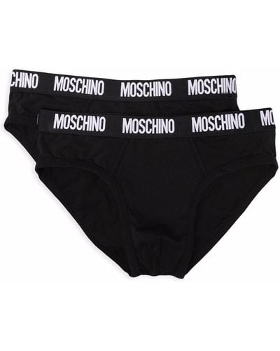 Moschino Logo-waistband Briefs - Black