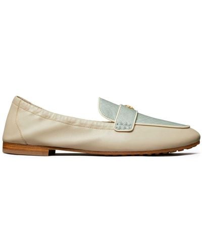 Tory Burch Logo-plaque Leather Loafers - White