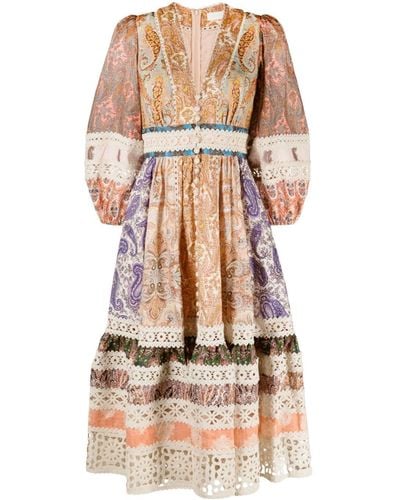 Zimmermann Vestido midi con estampado mixto - Multicolor