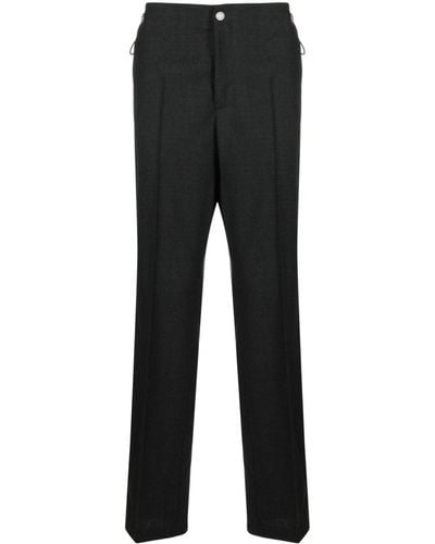 Versace Pantalon droit à design plissé - Noir