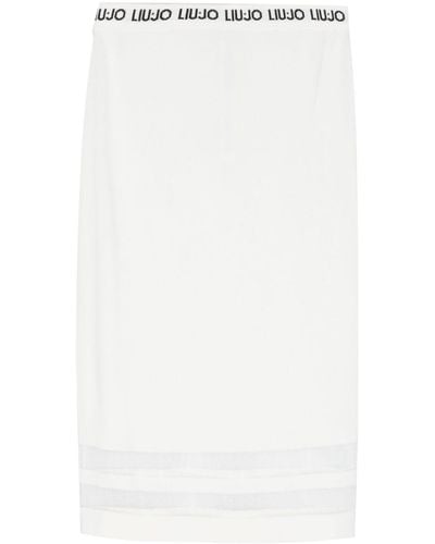 Liu Jo Logo-waistband Pencil Skirt - White