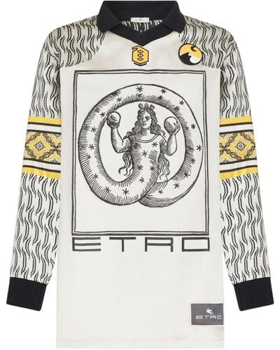 Etro Allegory Jacquard Polo Shirt - Gray