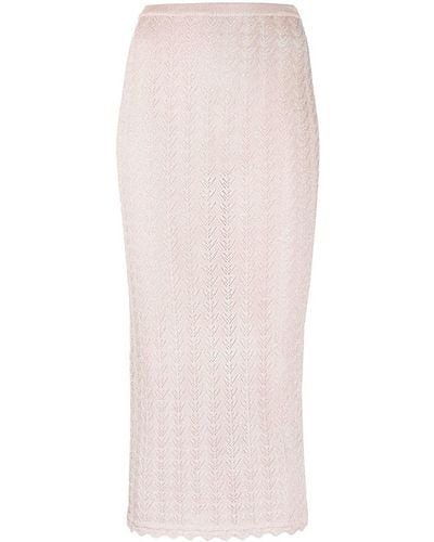 Alessandra Rich Pointelle-knit Midi Pencil Skirt - Pink