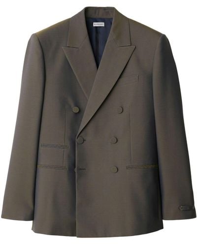 Burberry Double-breasted Tailored Wool Jacket - Black