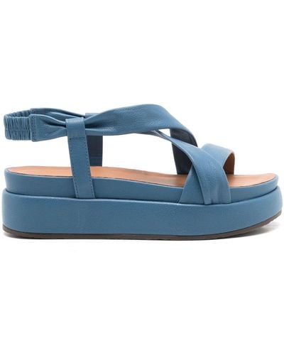 Sarah Chofakian Vionnet Leather Platform Sandals - Blue