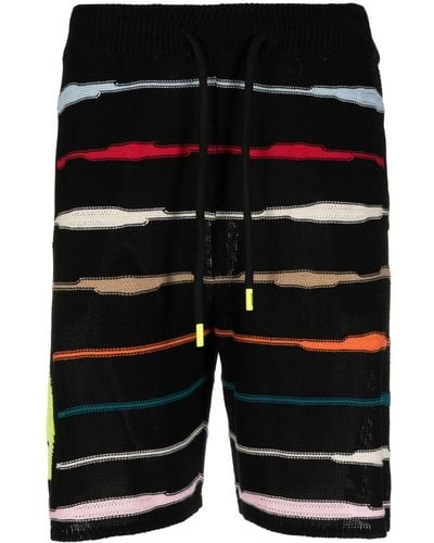 Barrow Intarsia-knit Logo Striped Shorts - Black