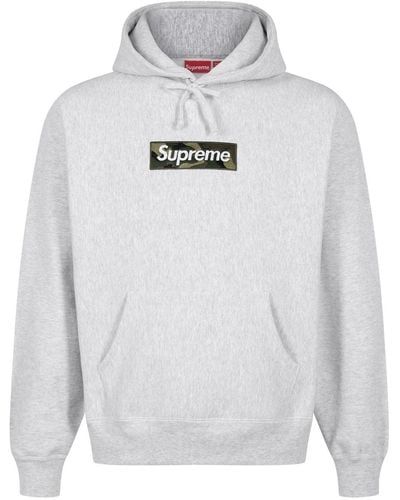 Supreme Box Logo Cotton Hoodie - Grey